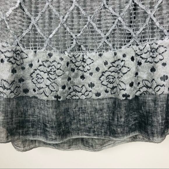 NEW LOLA grey mohair Viscose floral boho lagenlook tunic ruffle mesh sweater OS - Picture 4 of 10